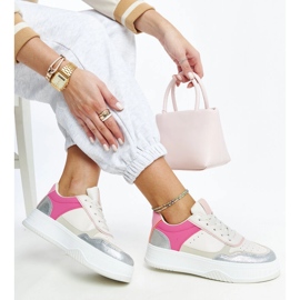 Sneakers bianche e rosa con spessa suola Rumai bianca 1