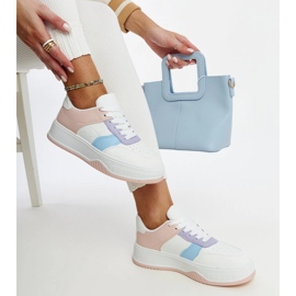 Sneaker bianche e rosa con suola Rafida più spessa 1