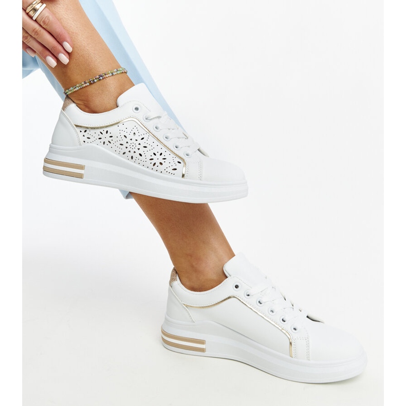 Sneakers bianche traforate con glitter Zorka bianco 1