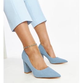 Décolleté Leea in denim con tacco alto blu 1