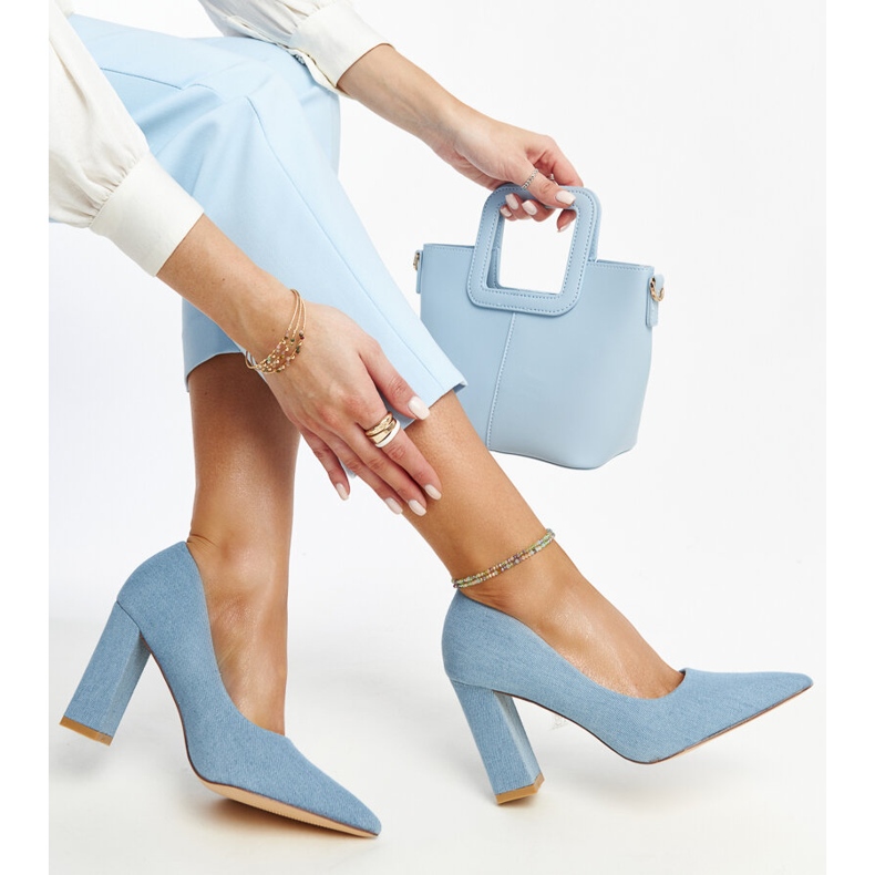 Décolleté Leea in denim con tacco alto blu 2