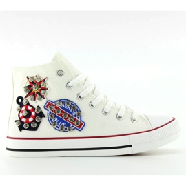 Sneakers alla caviglia con pietre BL101P Bianche bianca 2