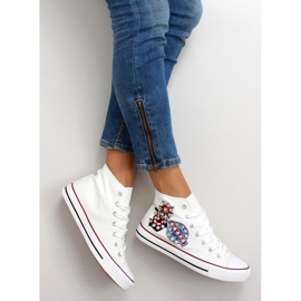 Sneakers alla caviglia con pietre BL101P Bianche bianco 1