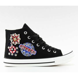 Sneakers alla caviglia con pietre BL101P Nero 2