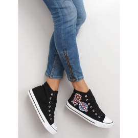 Sneakers alla caviglia con pietre BL101P Nero 1