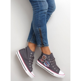 Sneakers alla caviglia con pietre BL101P Grigio 1