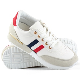 Scarpe sportive casual da donna, scarpe bianche, eleganti, stringate bianco 1