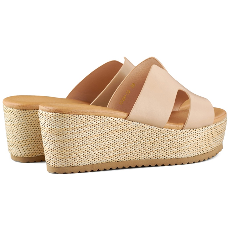 Sandali con zeppa da donna beige 1