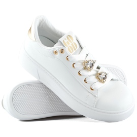 Sneakers bianche da donna alla moda con decorazioni sui lacci, sneakers con orsetto bianco 1