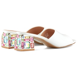 Infradito basse da donna bianche con cristalli bianco 1