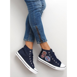 Sneakers alta con pietre BL101P Navy blu navy 1