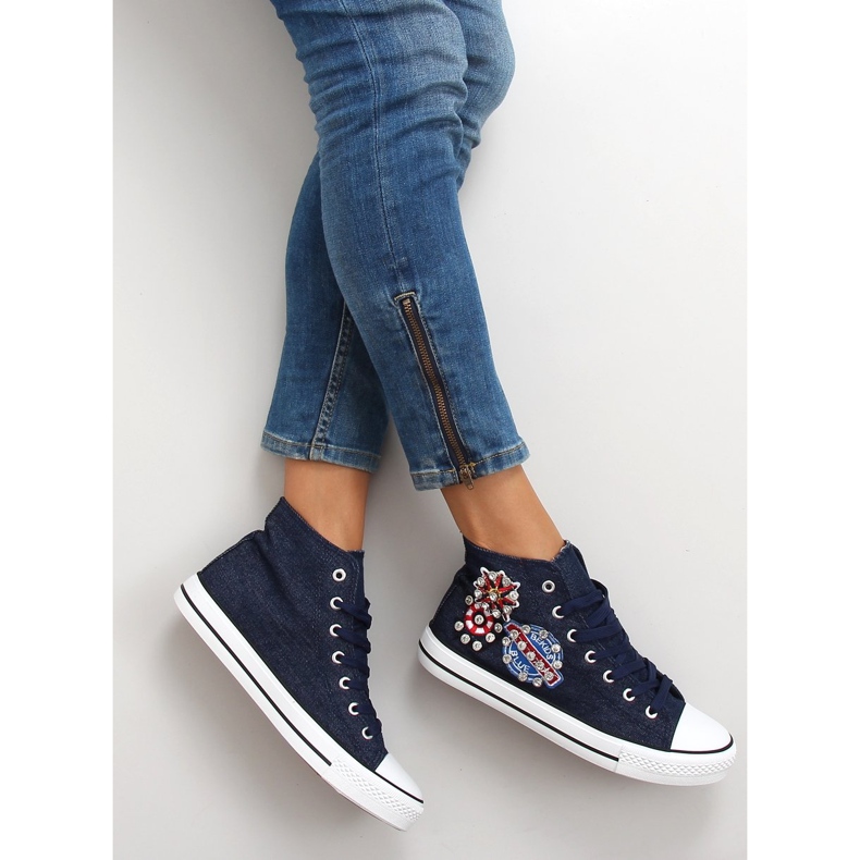 Sneakers alta con pietre BL101P Navy blu navy 1