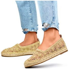 Espadrillas da donna in pizzo dorato d'oro 2