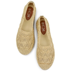 Espadrillas da donna in pizzo dorato d'oro 1