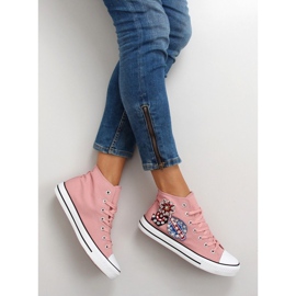 Sneakers alla caviglia con pietre BL101P Rosa 1