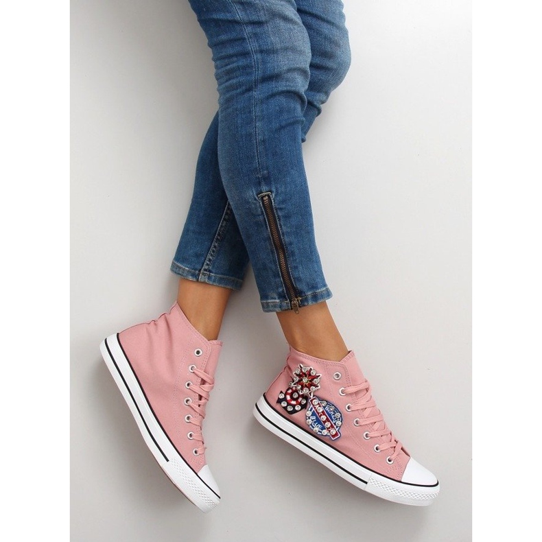 Sneakers alla caviglia con pietre BL101P Rosa 1