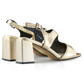 Eleganti sandali dorati con tacco da donna d'oro 1