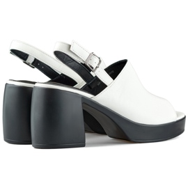 Sandali da donna bianchi con tacco nero bianco 1
