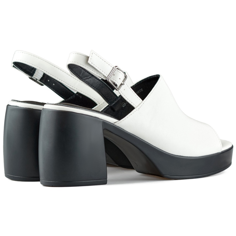 Sandali da donna bianchi con tacco nero bianca 1