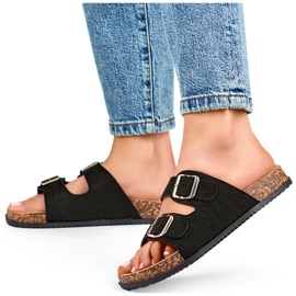 Infradito da donna nere con due fibbie nero 2