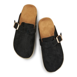 Espadrillas ricoperte da donna con fibbia, nere nero 1