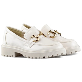 Mocassini da donna in vernice beige 1