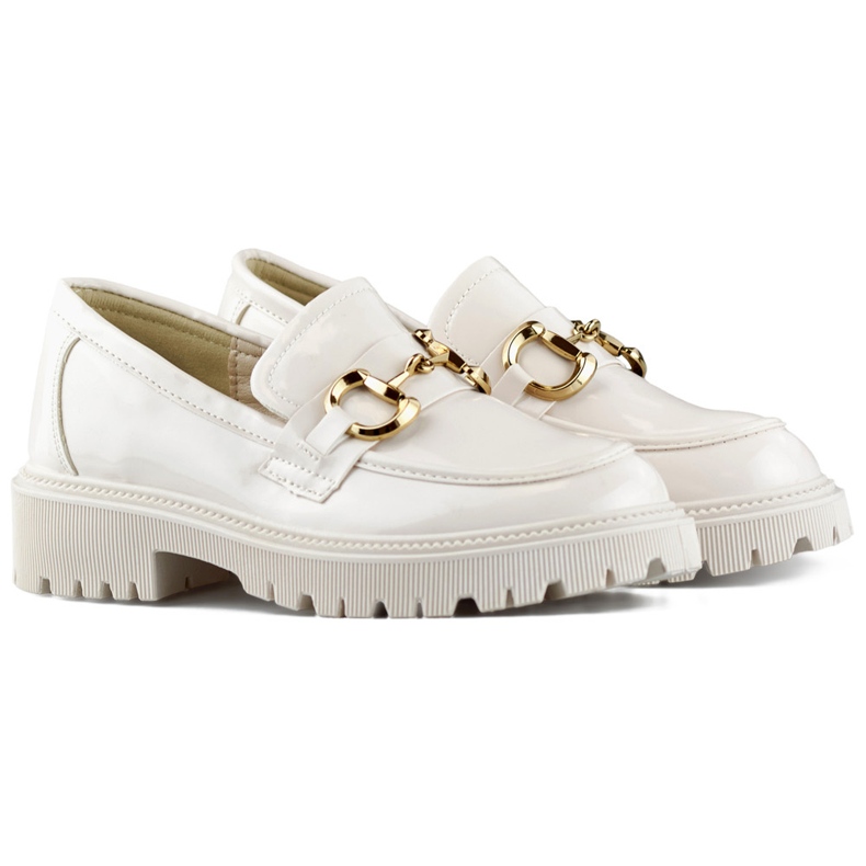 Mocassini da donna in vernice beige 1