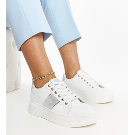 Sneaker bianche e argento con spessa suola Finestra bianco 1