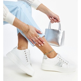 Sneaker bianche e argento con spessa suola Finestra bianco 2