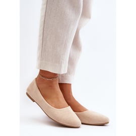 Ballerine da donna in pelle scamosciata Beige Kommia 2