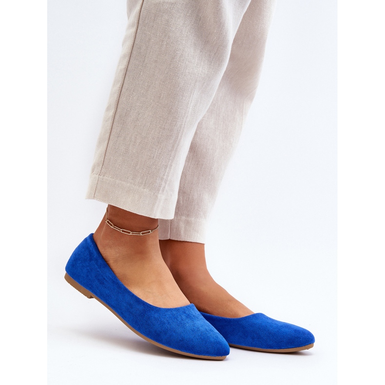 Ballerine da donna in pelle scamosciata Blu Kommia 2