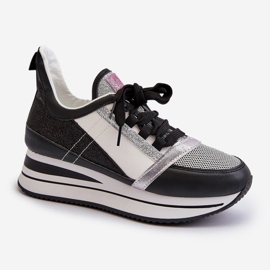 Sneakers con Zeppa e Platform da Donna con Glitter Nero Rafani 1