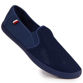 Sneakers da uomo slip-on blu navy traforate NEWS 1