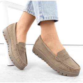 Scarpe in pelle scamosciata mocassini slip-on da donna beige Filippo DP6045 1