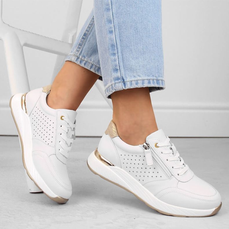 Scarpe sportive da donna in pelle, colore bianco eVento 7110 1