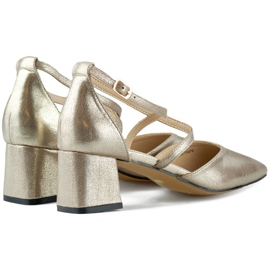 Décolleté argento con cinturini su tacco basso d'argento 1