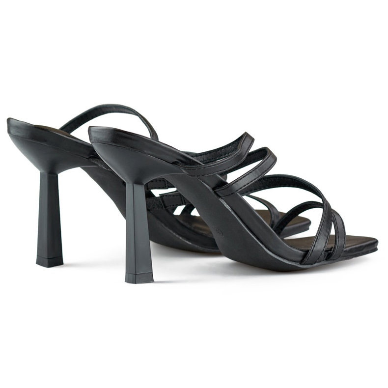 Eleganti infradito da donna nere con tacco alto nero 1