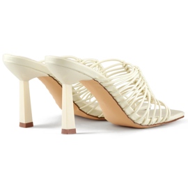 Pantofole con tacco alto, pantofole da donna eleganti e flessibili con tacco alto, beige 1