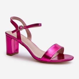 Sandali metallizzati con tacco alto Fucsia Glindra rosa 1
