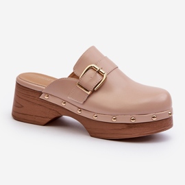 Infradito Seprilla Clog beige da donna con fibbia 1
