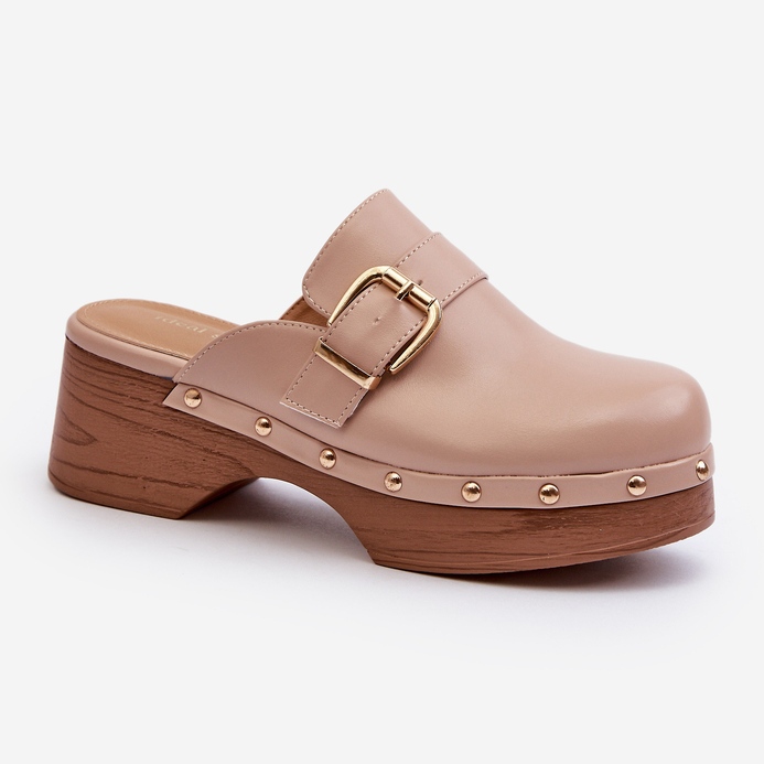 Infradito Seprilla Clog beige da donna con fibbia 1