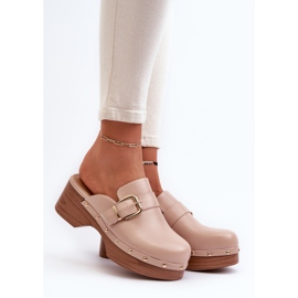 Infradito Seprilla Clog beige da donna con fibbia 2