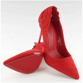 Décolleté in camoscio con volant LE031 Red rosso 1