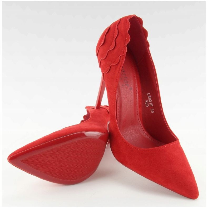 Décolleté in camoscio con volant LE031 Red rosso 1