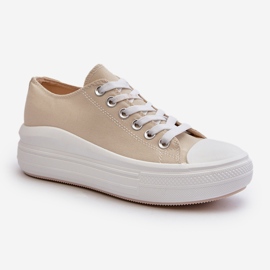 Sneakers da donna Amyete beige su una piattaforma enorme 1