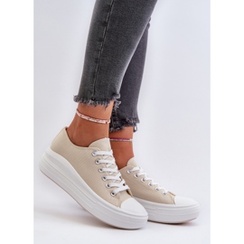 Sneakers da donna Amyete beige su una piattaforma enorme 2