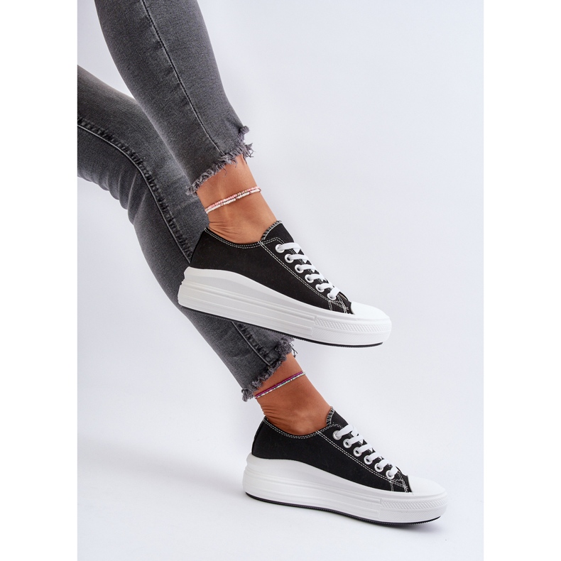 Scarpe da ginnastica da donna su un'enorme piattaforma nera Amyete nero 1