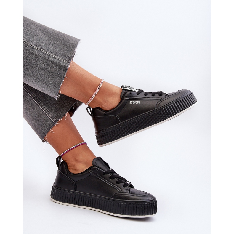 Scarpe da ginnastica con plateau da donna Big Star NN274255 Nere nero 1