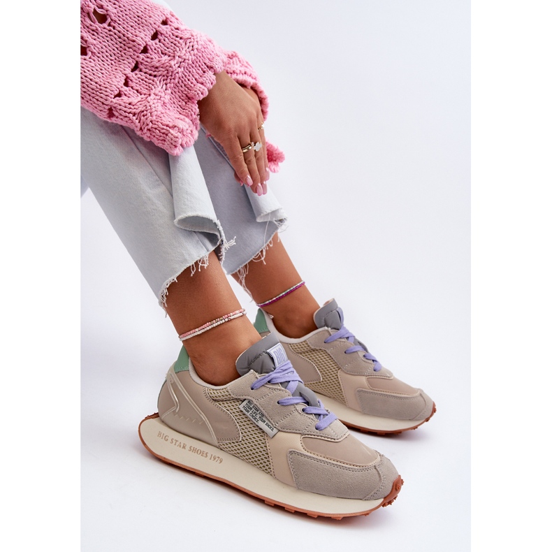 Scarpe da ginnastica da donna sul sistema Memory Foam Big Star Platform NN274681 Beige 1