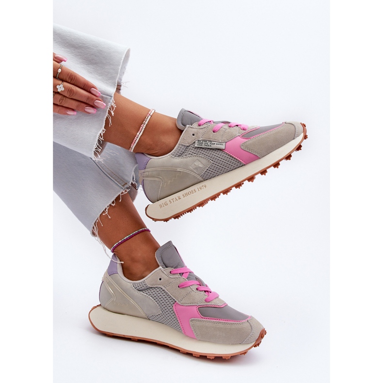 Sneakers da donna sul sistema Memory Foam Big Star Platform NN274680 Grigio-Rosa 1